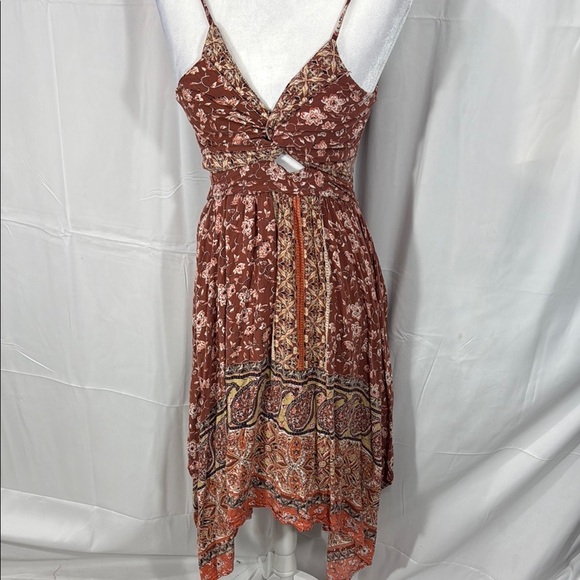 Angie Red Asymmetrical Ruched Sundress Size Small - Picture 1 of 9